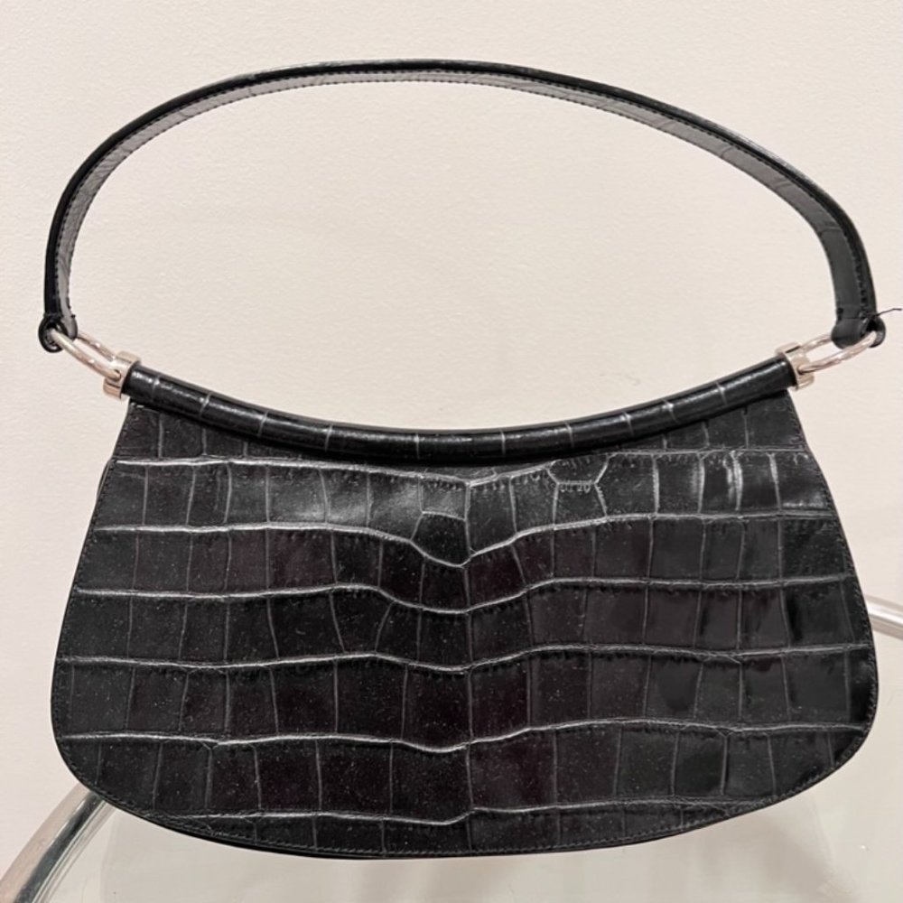 ESCADA ショルダー　バック Escada Anthracite Croc Embossed Leather Box Bag
